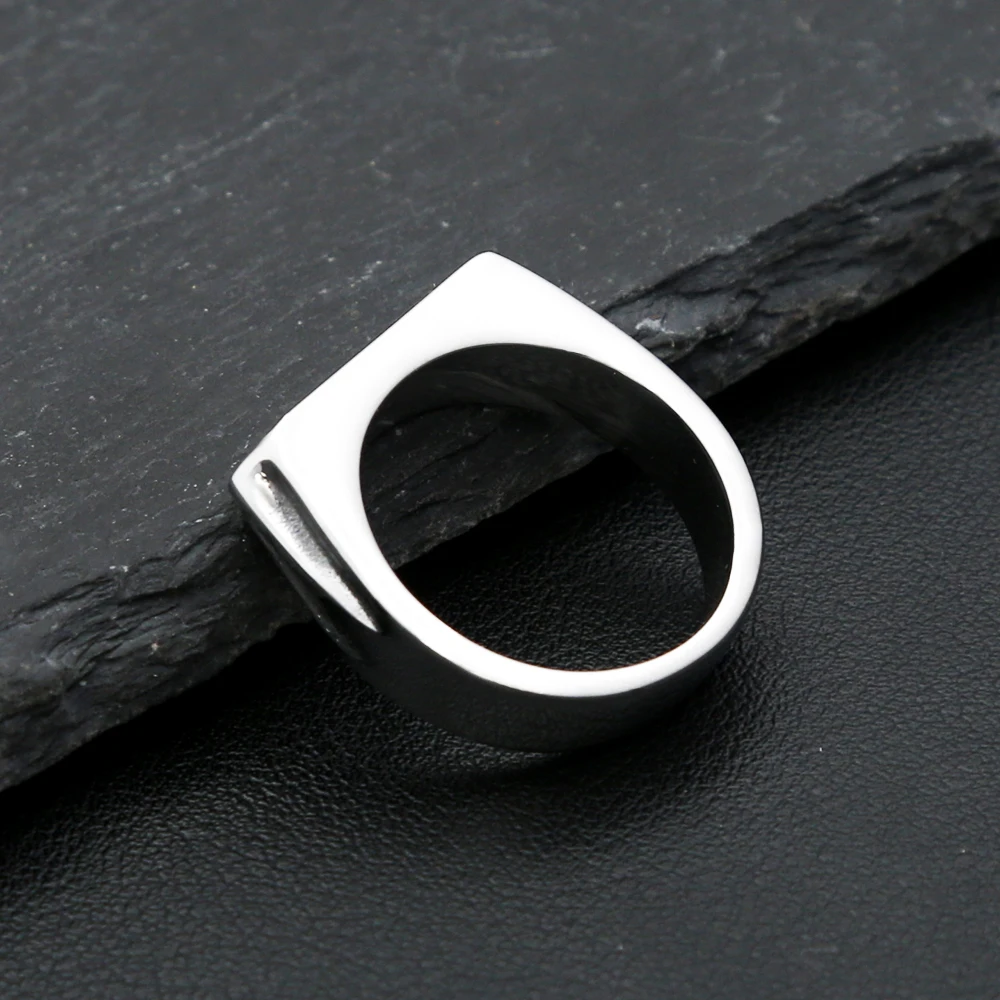 펑크 힙합 스퀘어 밴드 플랫 탑 시그넷 반지, 매력적인 파티 쥬얼리 선물, 316L 스테인레스 스틸, 심플한 패션