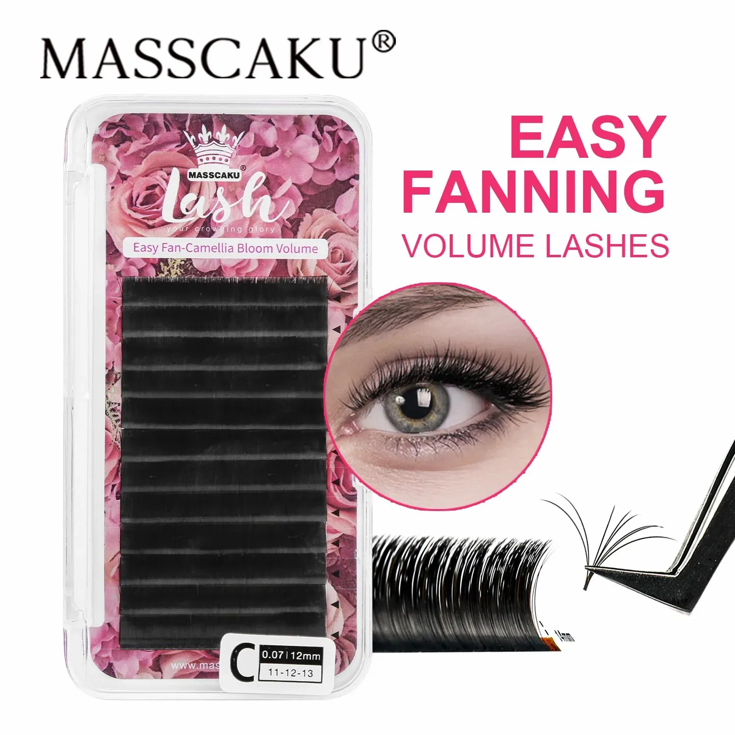 MASSCAKU Easy Fanning Bloom 속눈썹 Austomatic Flowering Volume Faux Mink 개별 속눈썹 두꺼운 자연 속눈썹 연장 title=MASSCAKU Easy Fanning Bloom 속눈썹 Austomatic Flowering Volume Faux Mink 개별 속눈썹 두꺼운 자연 속눈썹 연장
