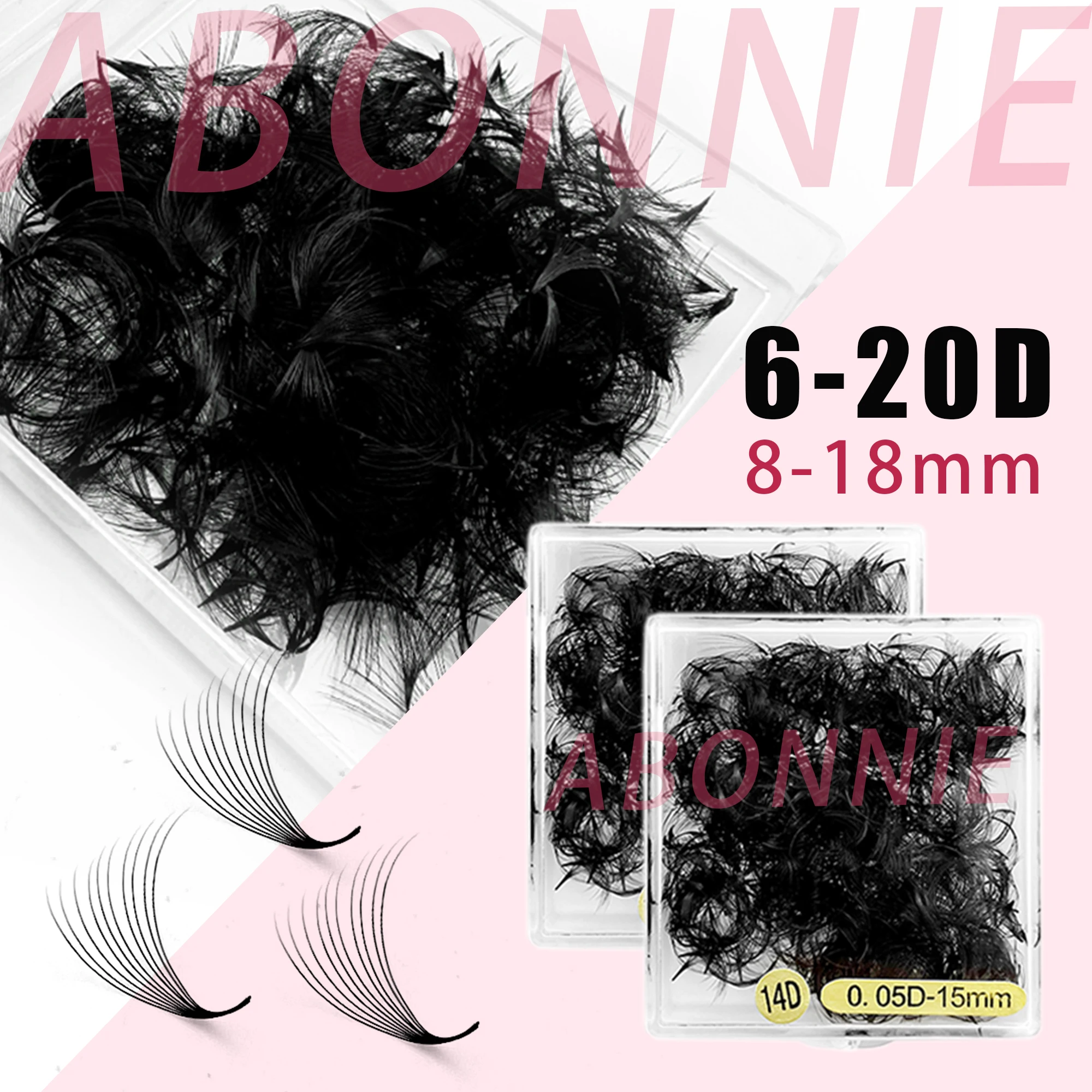 Abonnie 18mm Premade 볼륨 팬 뾰족한 베이스 팬 메가 볼륨 Premade 속눈썹 연장 title=Abonnie 18mm Premade 볼륨 팬 뾰족한 베이스 팬 메가 볼륨 Premade 속눈썹 연장 