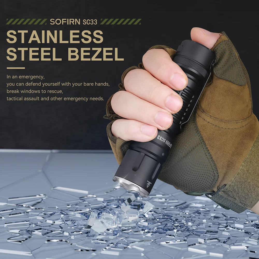 Sofirn SC33 LED 전술 손전등 XHP70.3 HI 5200lm 강력한 21700 유형 C 충전식 토치 E 스위치 야외 조명