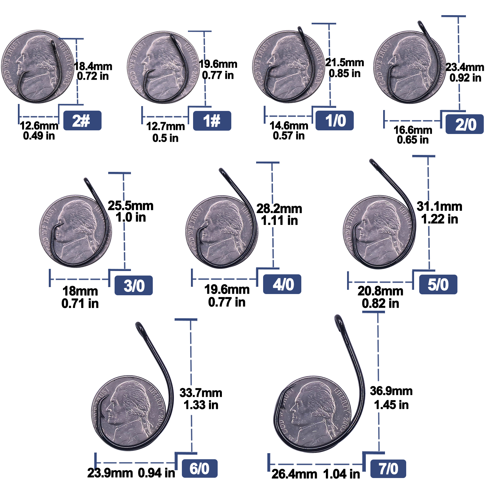 인라인 서클 후크 바닷물 낚시 메기 후크 25~100Pcs 와이드 갭 비 오프셋 베이스 연어 스트라이프 낚시 서클 후크