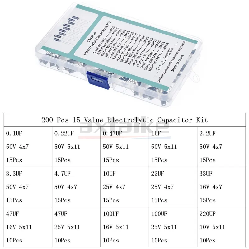 120/200/500Pcs 16V 25V 50V 0.1 미크로포맷 - 1000 미크로포맷 알루미늄 전해 커패시터 모듬 키트 상자 1 미크로포맷 4.7 미크로포맷 10 미크로포맷 47 미크로포맷 220 미크로포맷 330 미크로포맷 470 미크로포맷