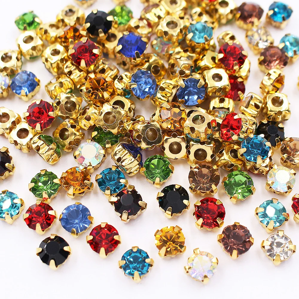 SS12-SS40 크리스탈 유리 돌 실버 클로 컵 라인 석 Strass 돌과 크리스탈 의류에 대 한 라인 석 바느질 DIY 패브릭