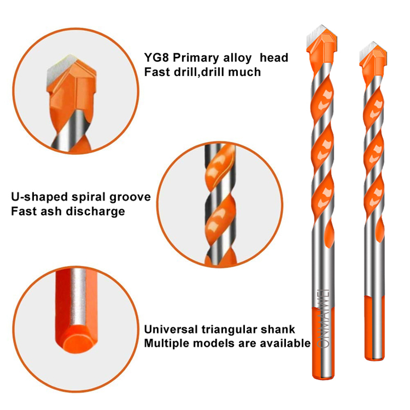 3-12mm 스레드 삼각형 텅스텐 강철 벽 타일 콘크리트 드릴링 비트 가정용 대리석 대 군주 다이아몬드 핸드 전기 드릴