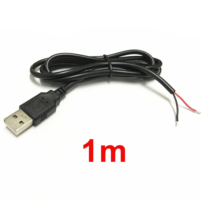 USB 2.0 수 잭 커넥터 케이블, 전원 충전 익스텐션 케이블 코드, 0.3m, 1m, 2m, 5V, 2 핀, 2 와이어 DIY