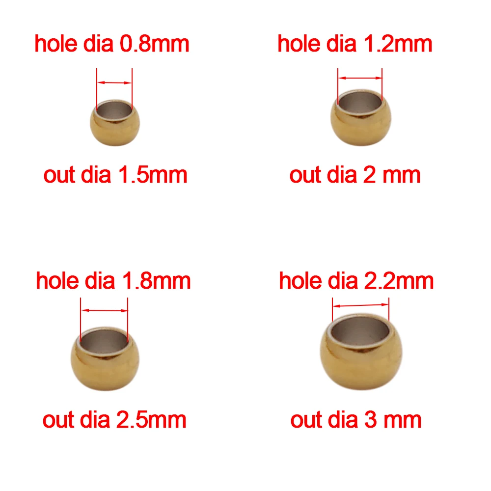 100-200Pcs 1.5 2 2.5 3mm 스테인레스 스틸 볼 스토퍼 크림프 엔드 비즈 DIY 쥬얼리에 대한 스페이서 비즈 위치 팔찌 만들기