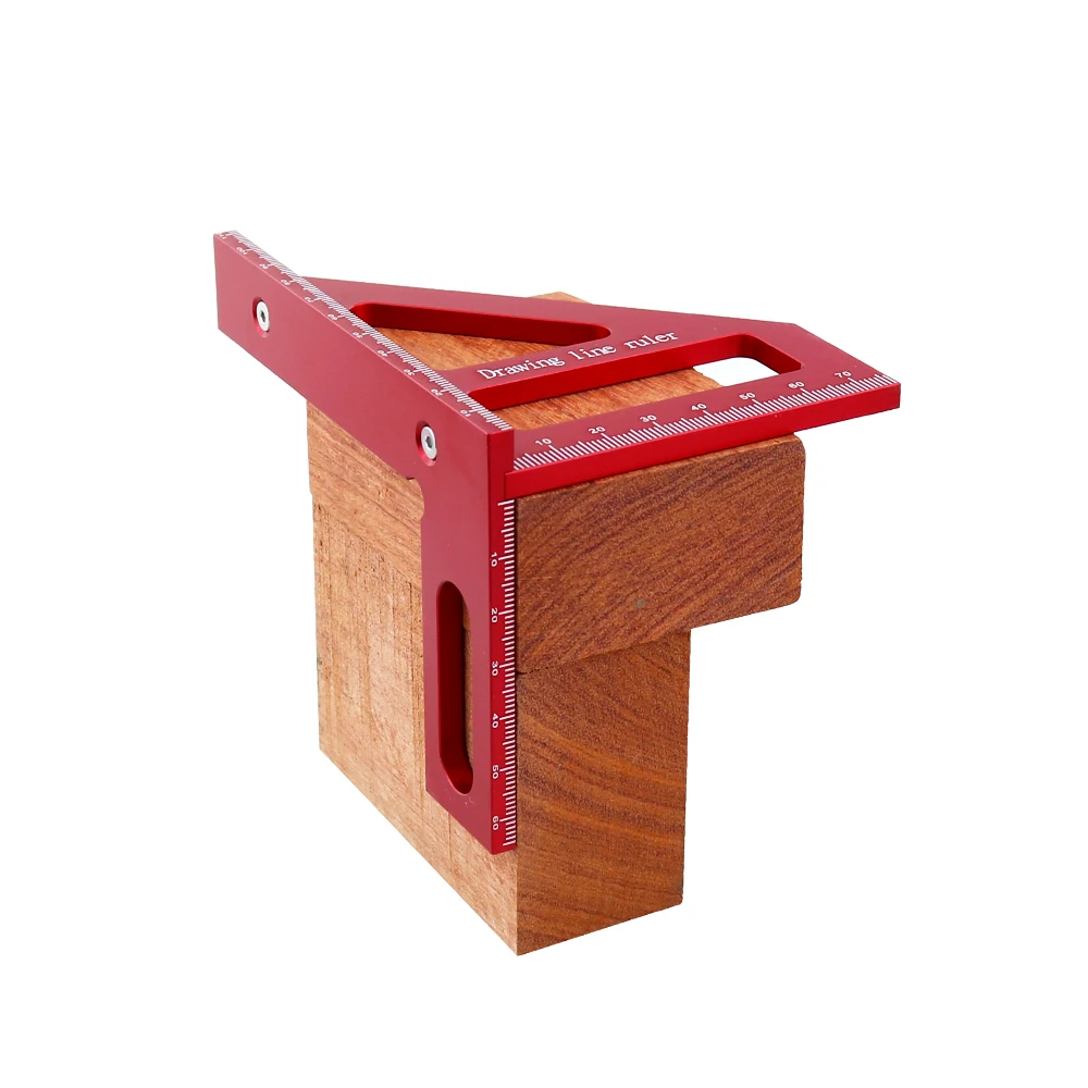 정밀 알루미늄 합금 마이터 삼각형 눈금자 45 ° /90 ° 목공 사각 각도기 3D 다기능 측정 도구