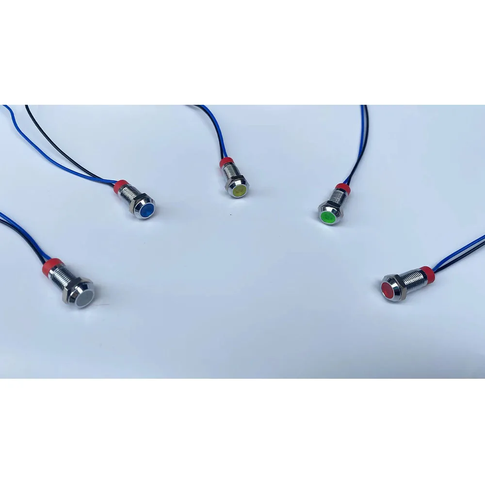6mm 8mm 10mm 12mm 16mm 금속 LED 경고 표시 등 방수 IP67 신호 램프 파일럿 와이어 스위치 3V 5V 12V 220V 빨간색 파란색