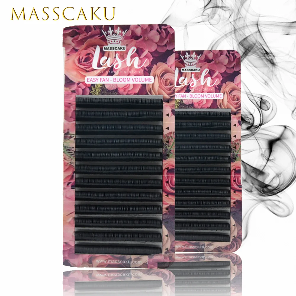 MASSCAKU Easy Fanning Bloom 속눈썹 Austomatic Flowering Volume Faux Mink 개별 속눈썹 두꺼운 자연 속눈썹 연장