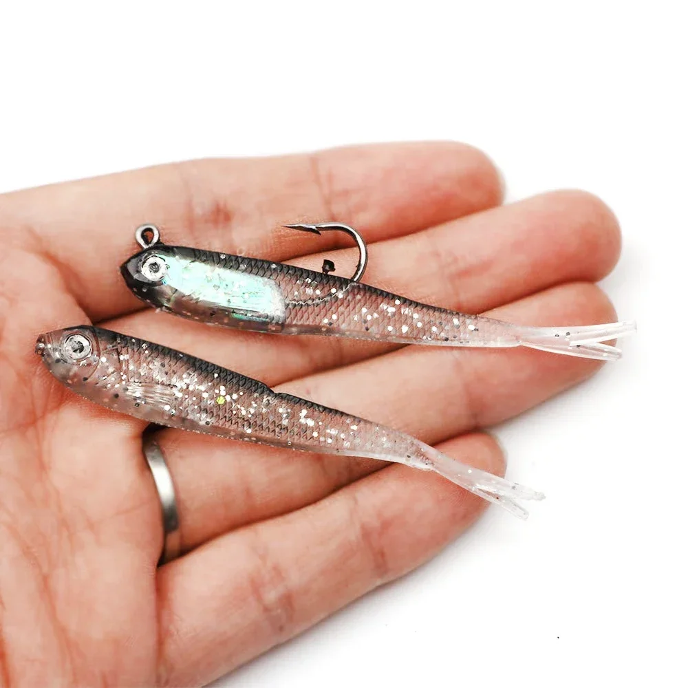 5Pcs 소프트 루어 7cm/6g 분할 꼬리 리드 물고기 Swimbaits 후크와 바닷물에 대 한 실리콘 인공 낚시 미끼