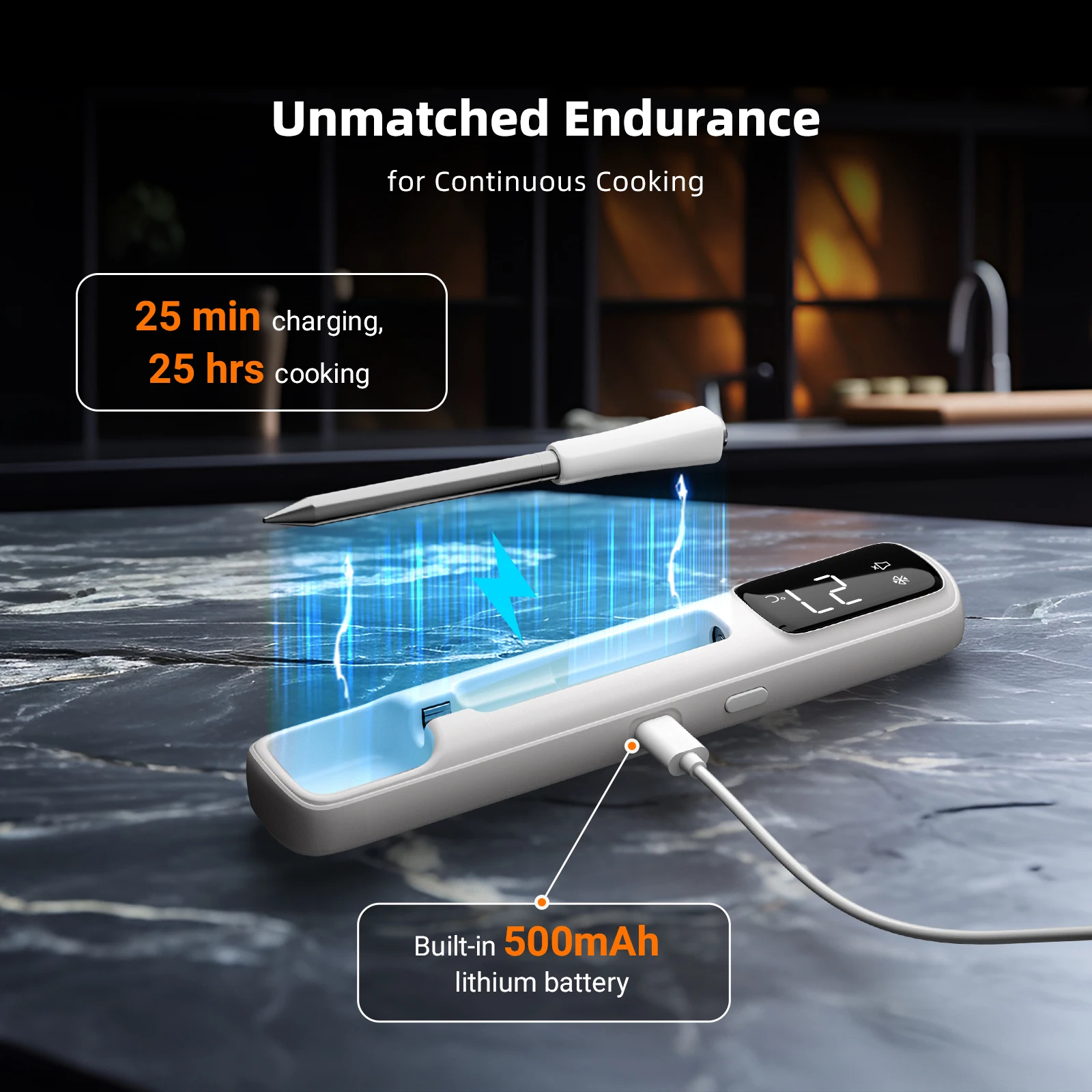 INKBIRD INT-11I-B 미니 무선 고기 온도계, Bluetooth 5.4 1000ft, 1s 응답, IP67, 26개 사전 설정, LED 디스플레이, 바베큐/그릴용