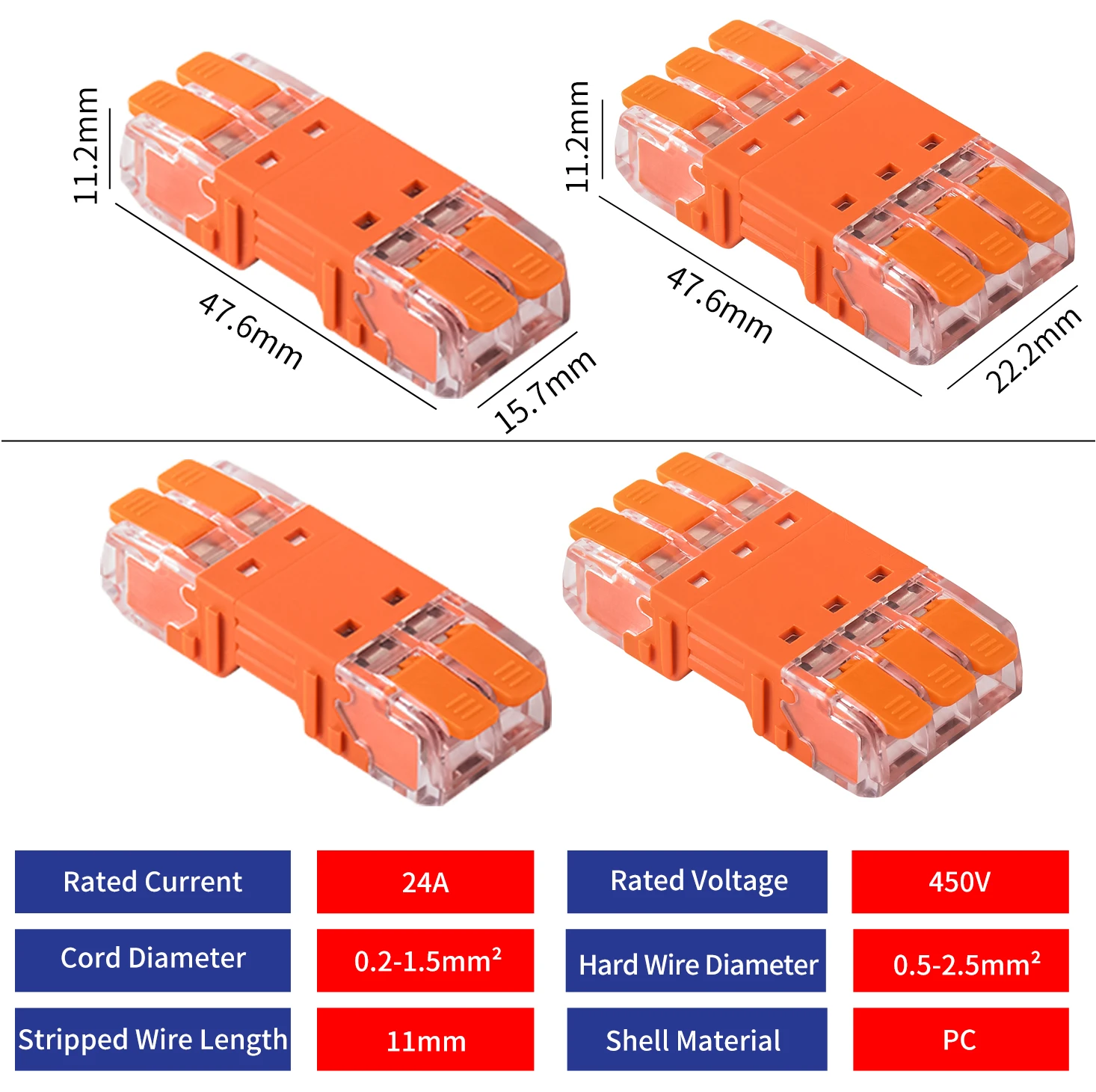 JINH 10Pcs CMK 64 퀵 레버 와이어 커넥터 컴팩트 플러그 남성 여성 터미널 범용 블록 용 2/3 In 및 2/3 Out