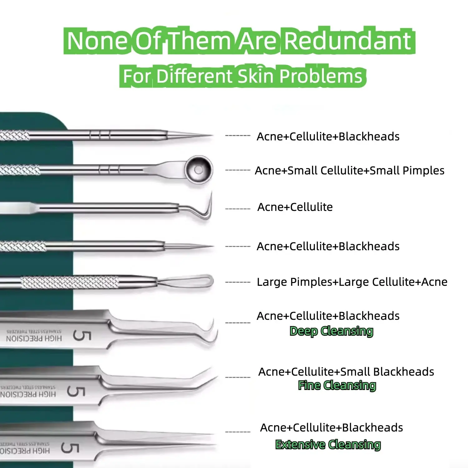 1/8Pcs PcCell 여드름 여드름 제거제 클립 초극세 족집게 검은 점 여드름 추출기 여드름 바늘 페이셜 클리너 스킨