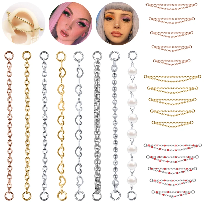 AOEDEJ 1PC 골드 컬러 코 체인 쥬얼리 스테인레스 스틸 산업 피어싱 체인 콧 구멍 체인 여성 바디 피어 싱 쥬얼리 title=AOEDEJ 1PC 골드 컬러 코 체인 쥬얼리 스테인레스 스틸 산업 피어싱 체인 콧 구멍 체인 여성 바디 피어 싱 쥬얼리 