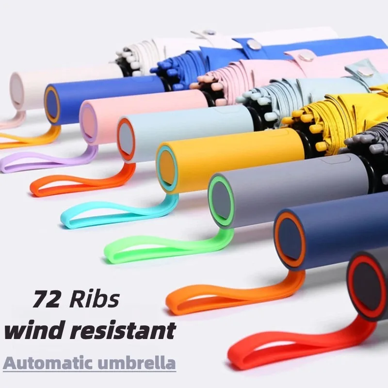 방풍 강력한 자동 접이식 우산 72 강화 유리 섬유 갈비뼈, UV 50+ 남성 여성을 위한 태양 및 비 보호 우산