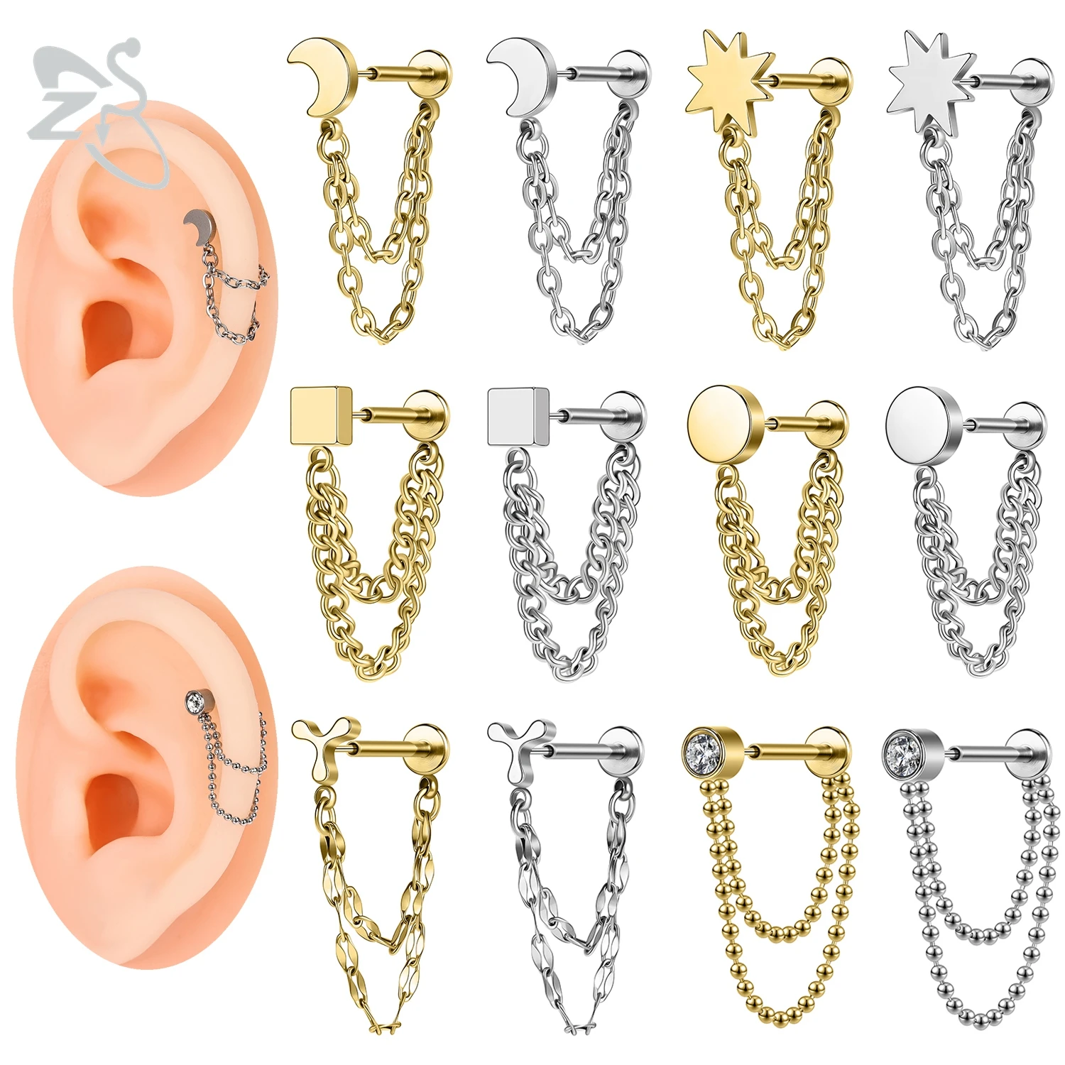 ZS 1 PC 16G 스테인레스 스틸 스터드 귀걸이 여성용 술 드롭 귀 스터드 CZ 크리스탈 연골 헬릭스 로브 피어싱 쥬얼리 title=ZS 1 PC 16G 스테인레스 스틸 스터드 귀걸이 여성용 술 드롭 귀 스터드 CZ 크리스탈 연골 헬릭스 로브 피어싱 쥬얼리