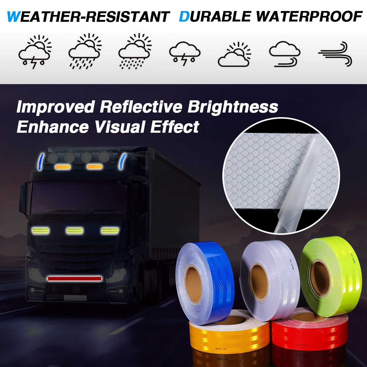 자동차 트럭 반사 안전 테이프 경고 야간 조명 방수 트레일러 반사판 스티커 자동차 트럭 경고 안전