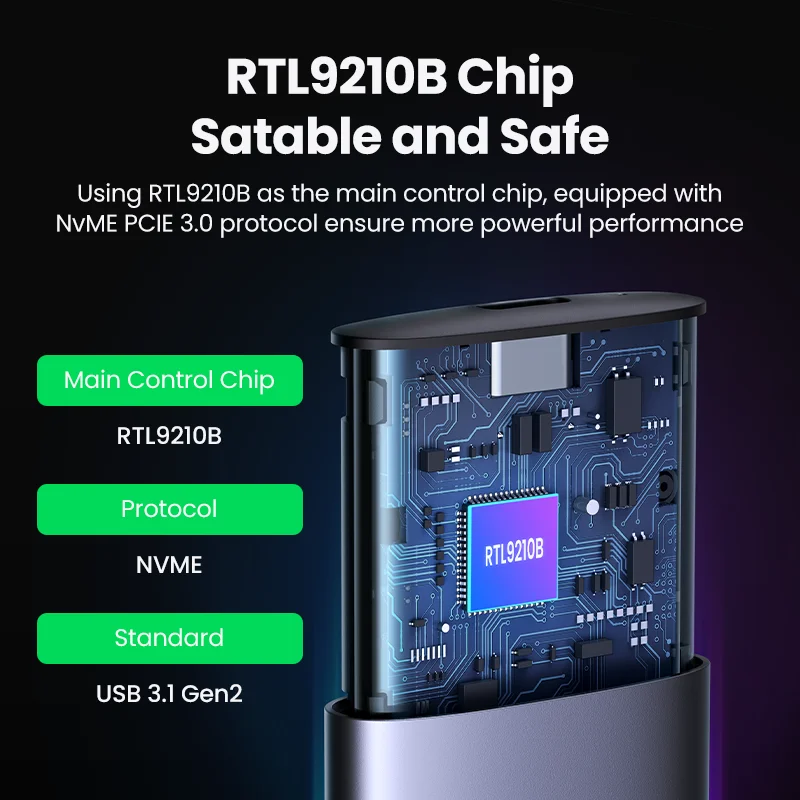 UGREEN M2 SSD 케이스 NVME 인클로저 M.2-USB 유형 C 3.1 SSD 어댑터-NVME PCIE NGFF SATA M/B 키 SSD 디스크 박스 M.2 SSD 케이스