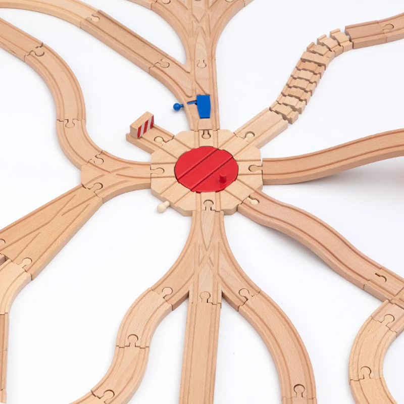 새로운 나무 트랙 액세서리 너도밤 나무 나무 철도 기차 트랙 부품 브랜드 나무 트랙에 적합 어린이를위한 교육 장난감