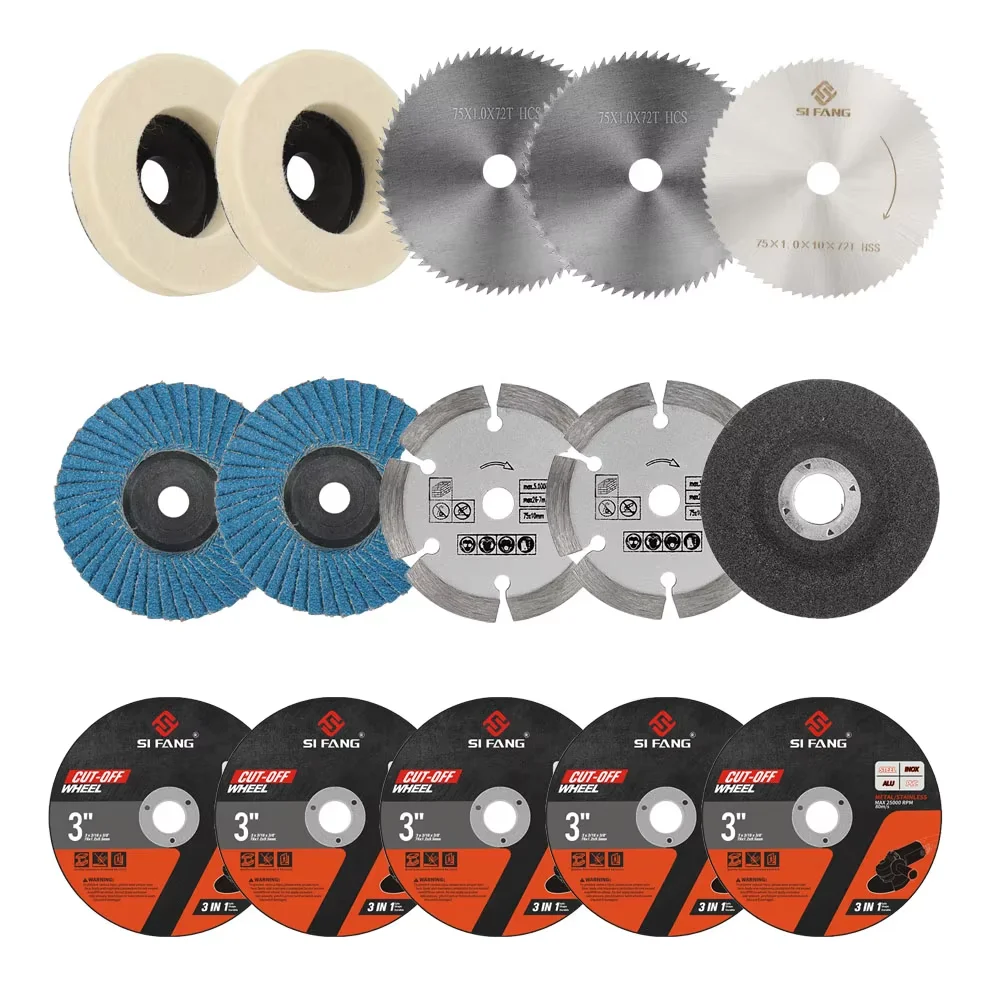 3 인치 수지 원형 톱 블레이드 그라인딩 휠 앵글 그라인더 용 75mm 커팅 디스크 목재 금속 샌딩 커팅 도구 부착물 title=3 인치 수지 원형 톱 블레이드 그라인딩 휠 앵글 그라인더 용 75mm 커팅 디스크 목재 금속 샌딩 커팅 도구 부착물 