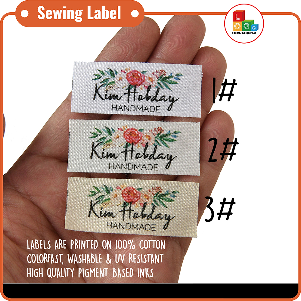 맞춤 의류 라벨 - 맞춤형 브랜드, 유기농 면 리본 라벨, 로고 또는 텍스트, 봉제 라벨(MD3012)