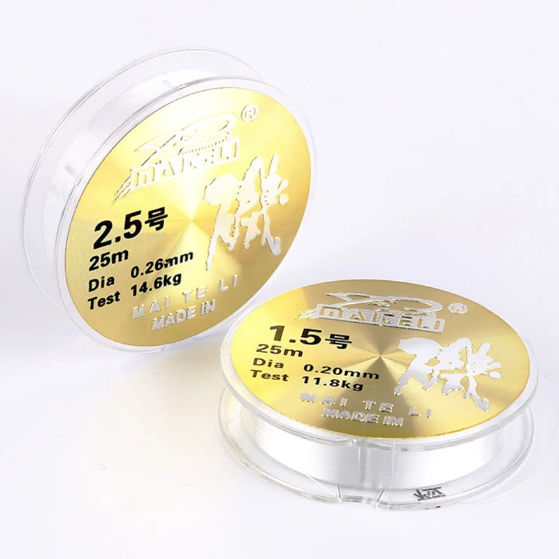슈퍼 강한 낚시 라인 25m 루어 나일론 낚시 라인 바위 낚시 나일론 클리어 서브 메인 Monofilament 낚시 라인 잉어 Pesca