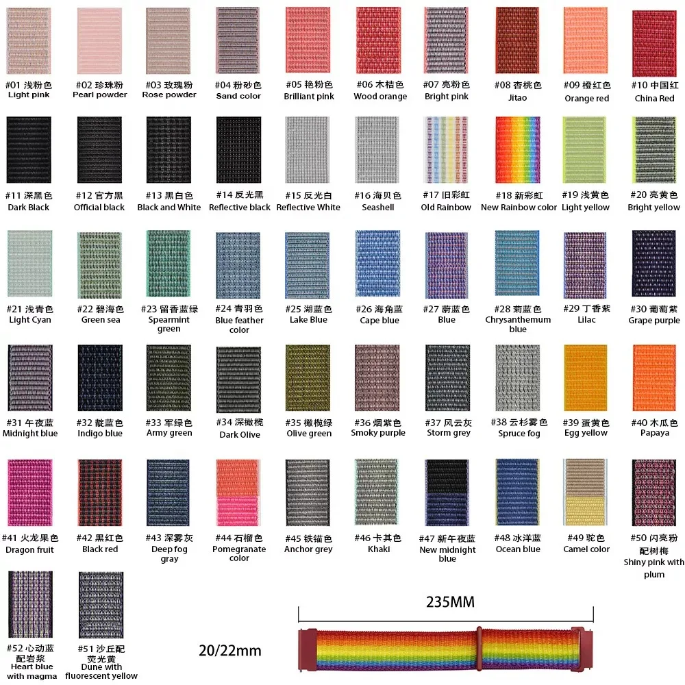 Amazfit GTR 47mm/GTR2/2e/3/3 Pro/4/GTS/2/mini/3/4 Amazfit Balance/bip 5/Stratos 2 2S 용 20mm 22mm 나일론 루프 스트랩