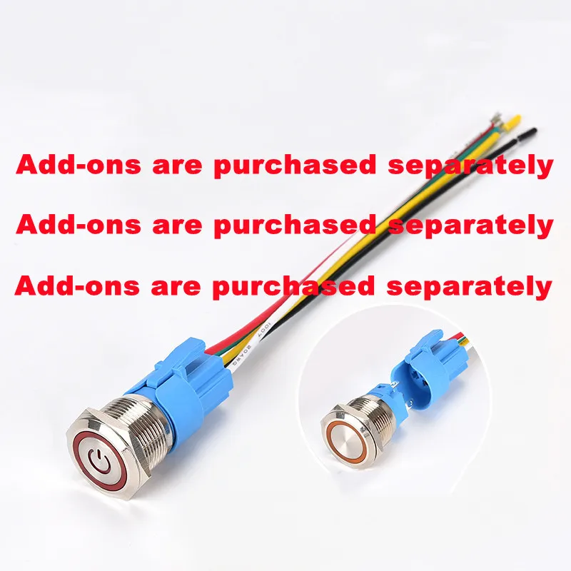 금속 버튼 스위치 12 16 19 22mm LED 조명 재설정 자동 잠금 자동차 엔진 정지 시작 스위치 12V 24V 220V 빨간색 파란색 녹색 노란색