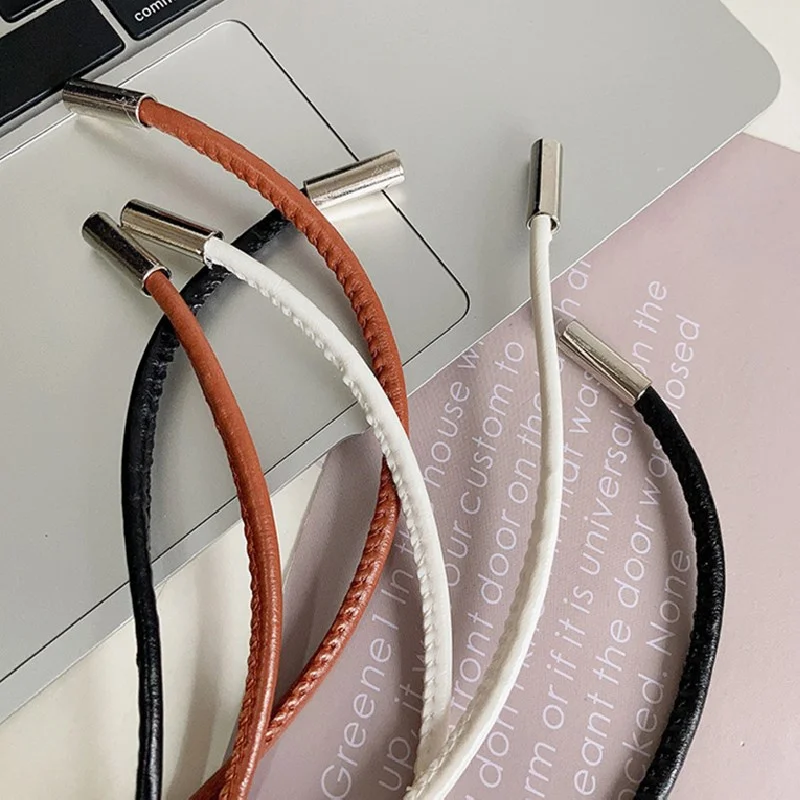 여성용 라운드 가죽 로프, 얇은 벨트, 장식 매듭 허리 로프, 심플 셀프 타이 스커트 코트, 허리 벨트 스트랩, 패션, 신제품