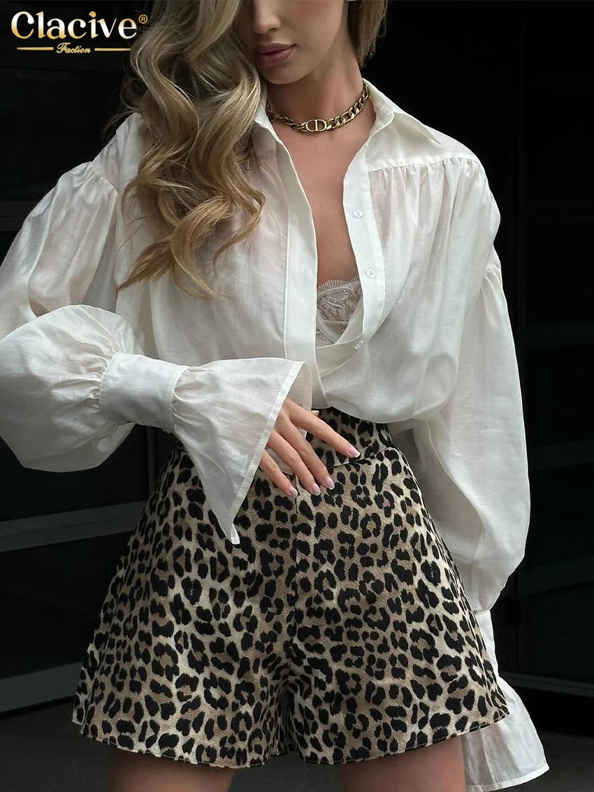 Clacive 패션 느슨한 핑크 오피스 여성 블라우스 2024 우아한 옷깃 긴 소매 셔츠 캐주얼 클래식 솔리드 탑 여성 의류