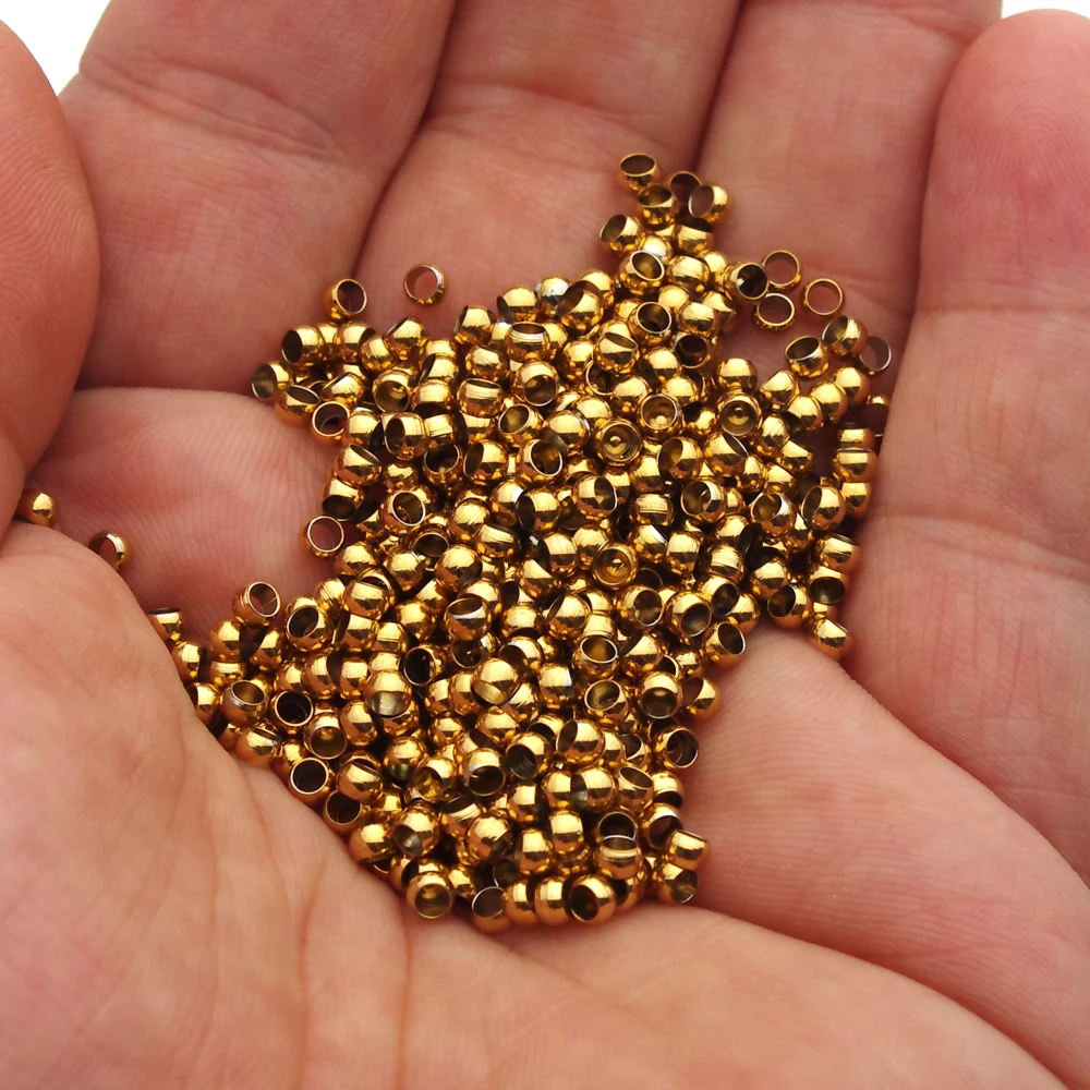 100-200Pcs 1.5 2 2.5 3mm 스테인레스 스틸 볼 스토퍼 크림프 엔드 비즈 DIY 쥬얼리에 대한 스페이서 비즈 위치 팔찌 만들기