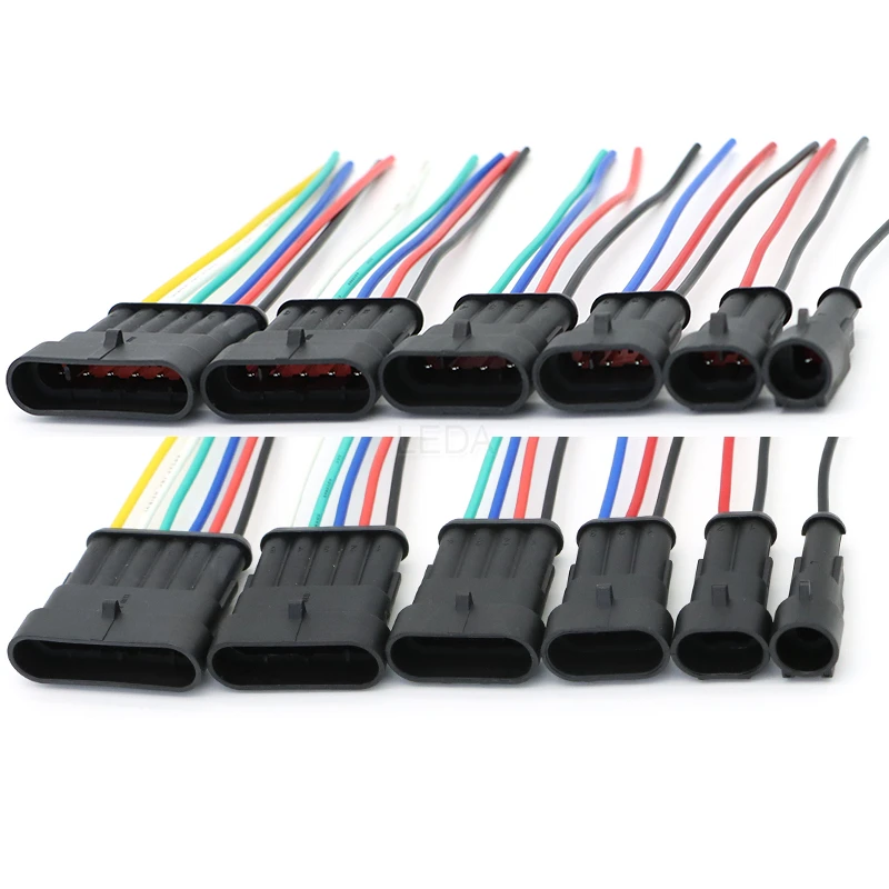 1 세트 1P 2P 3P 4P 5P 6P 방식 방수 전기 자동 커넥터 자동차 오토바이 용 와이어 케이블 하네스가있는 남성 여성 플러그