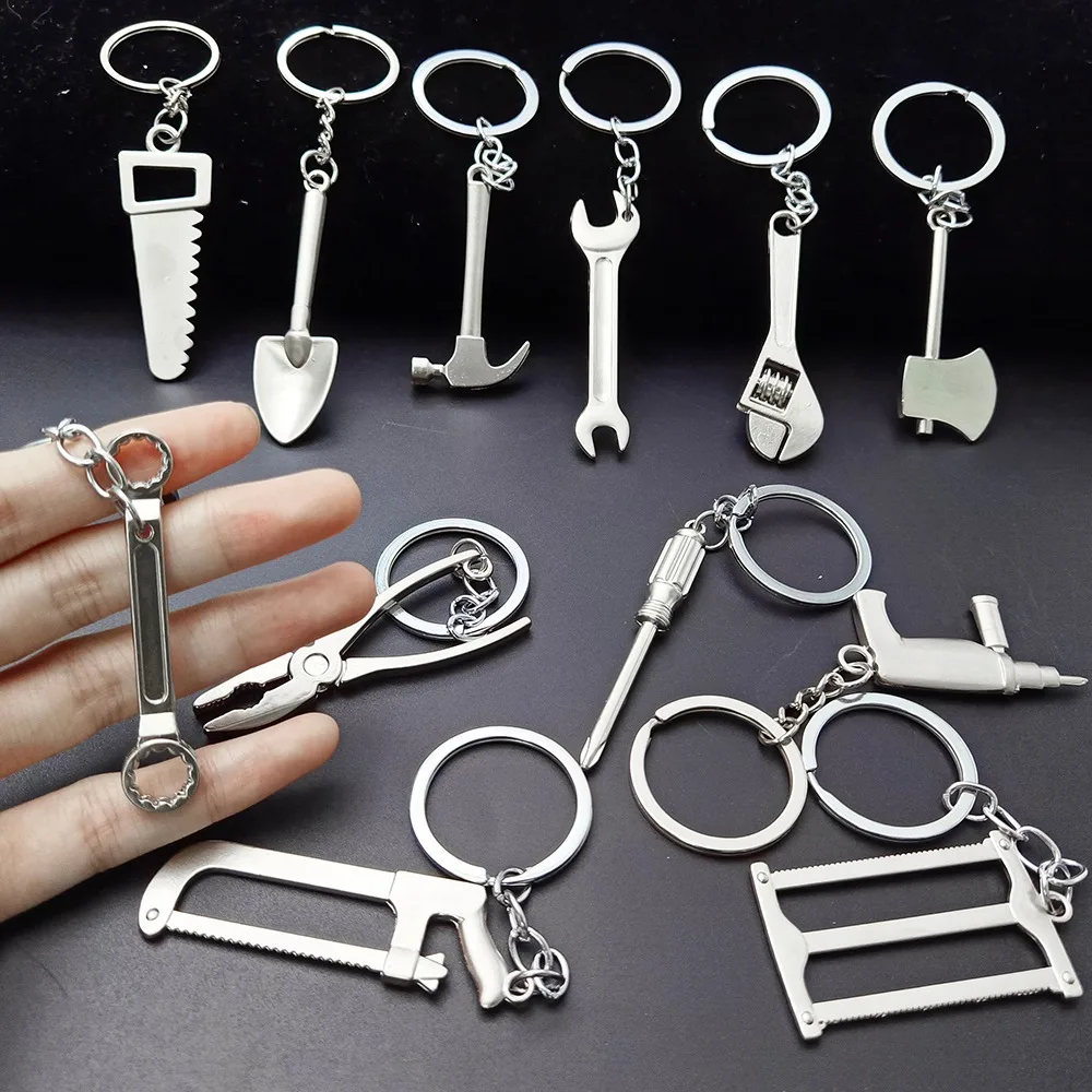 척 놀이 세트 미니 건설 멀티 DIY 장난감 작은 도구 금속 키 체인 크리 에이 티브 놀이 선물 자동차 열쇠 고리에 대한 모듬 디자인