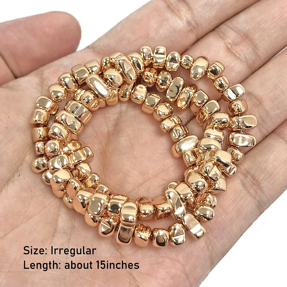 14K 골드 도금 천연 적철광 불규칙한 모양 느슨한 스페이서 비즈 쥬얼리 만들기 DIY 화려한 팔찌 목걸이 귀걸이