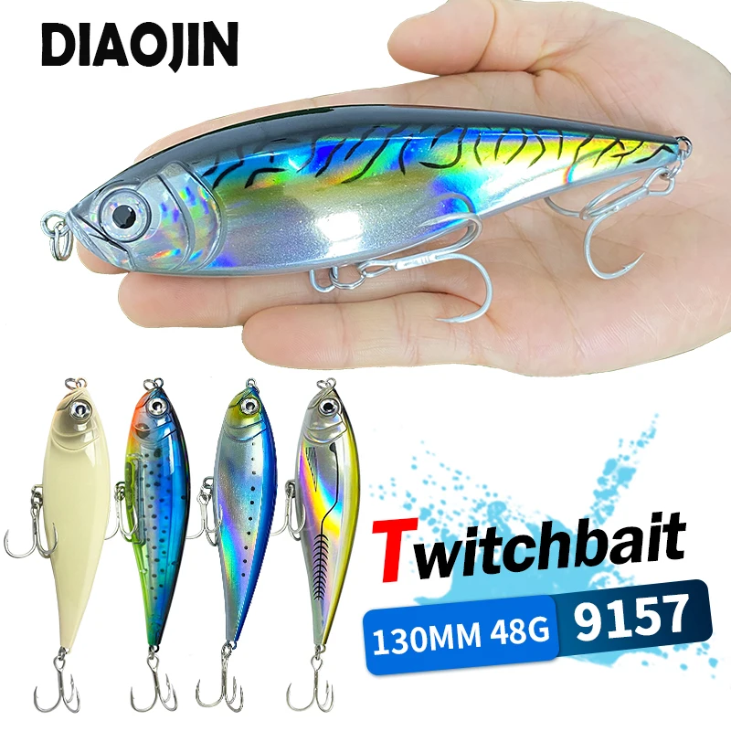 130mm 48g 연필 낚시는 바닷물 송어 Pesca 인공 Twitchbait Twitch 낚시 장비에 대한 3D 플로팅 Wobblers를 미끼 title=130mm 48g 연필 낚시는 바닷물 송어 Pesca 인공 Twitchbait Twitch 낚시 장비에 대한 3D 플로팅 Wobblers를 미끼 