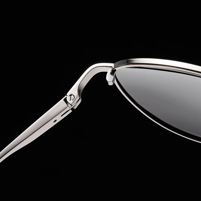 항공 Metail 프레임 편광 선글라스 남자 색상 변경 태양 안경 파일럿 남성 주야간 운전