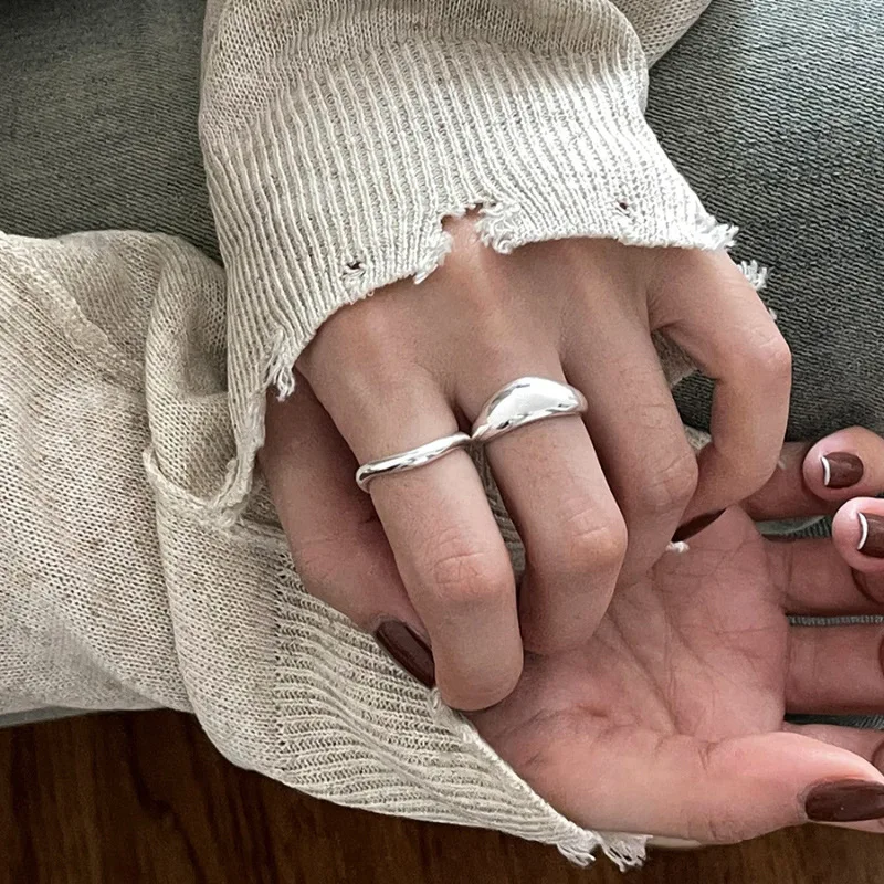 VENTFILLE 925 스털링 실버 여성을위한 불규칙한 반지 기하학 다목적 미니멀리즘 액세서리 보석 선물 Dropshipping