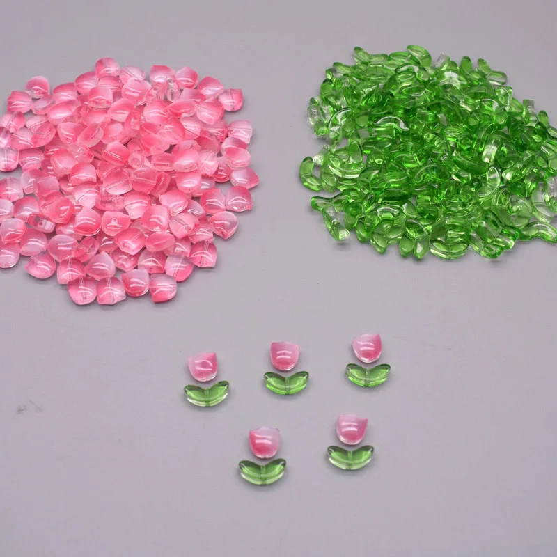 30pcs 9mm 튤립 꽃 Lampwork 비즈 여러 가지 빛깔의 유리 플로라 비즈 DIY 팔찌 목걸이 공예 용품에 대한 느슨한 비즈