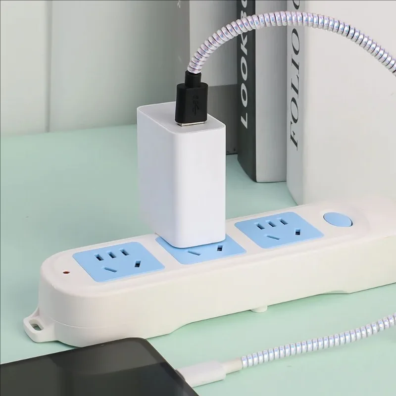 1.4m 다채로운 레이저 나선형 케이블 와인 더 주최자 USB 충전 데이터 라인 케이블 보호기 아이폰 삼성에 대한 와이어 코드 보호