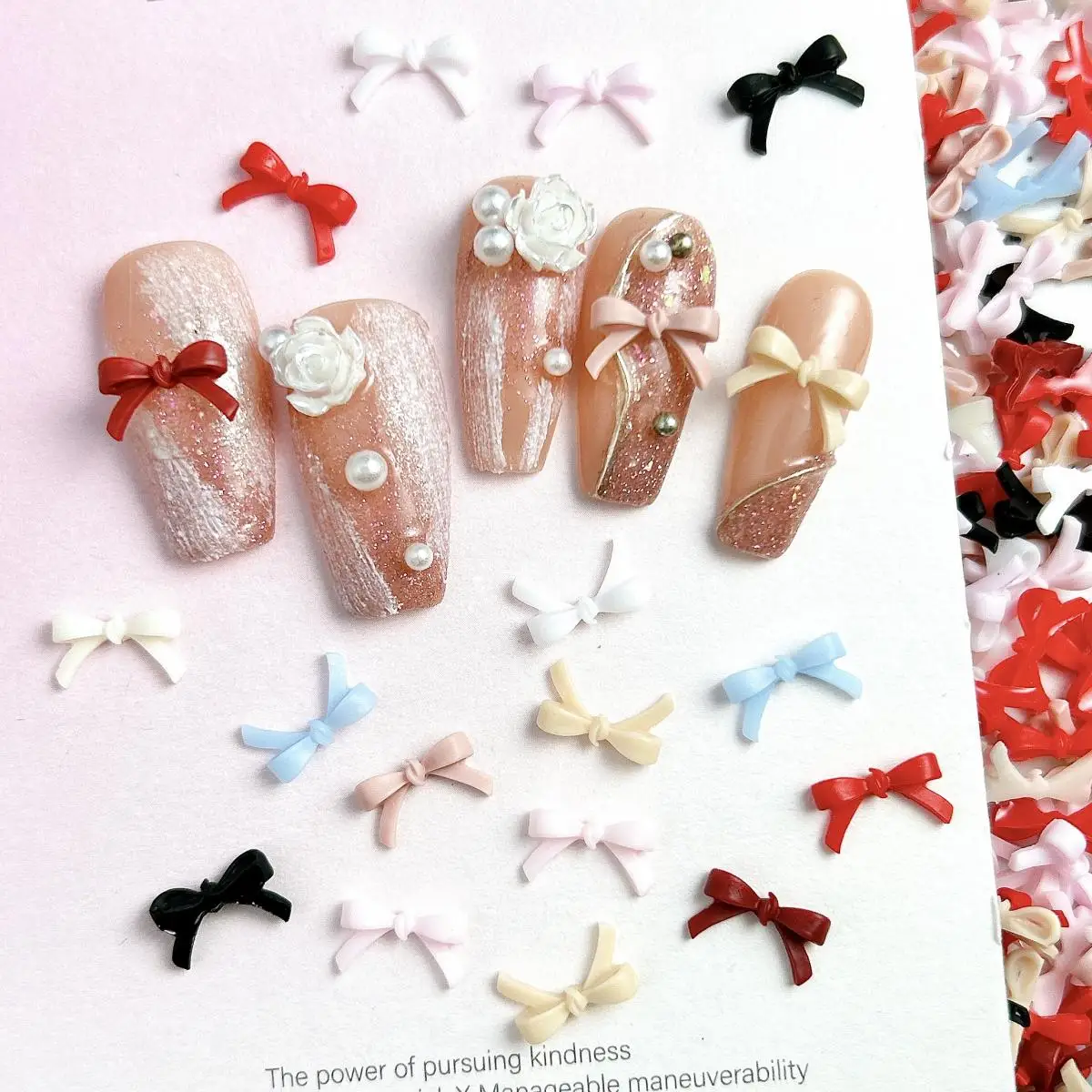 100Pcs 솔리드 컬러 Bowknots 수지 네일 아트 장식 3D 미니 귀여운 라인 활 DIY 헤어 클립 손톱 액세서리에 대 한 네일 매력