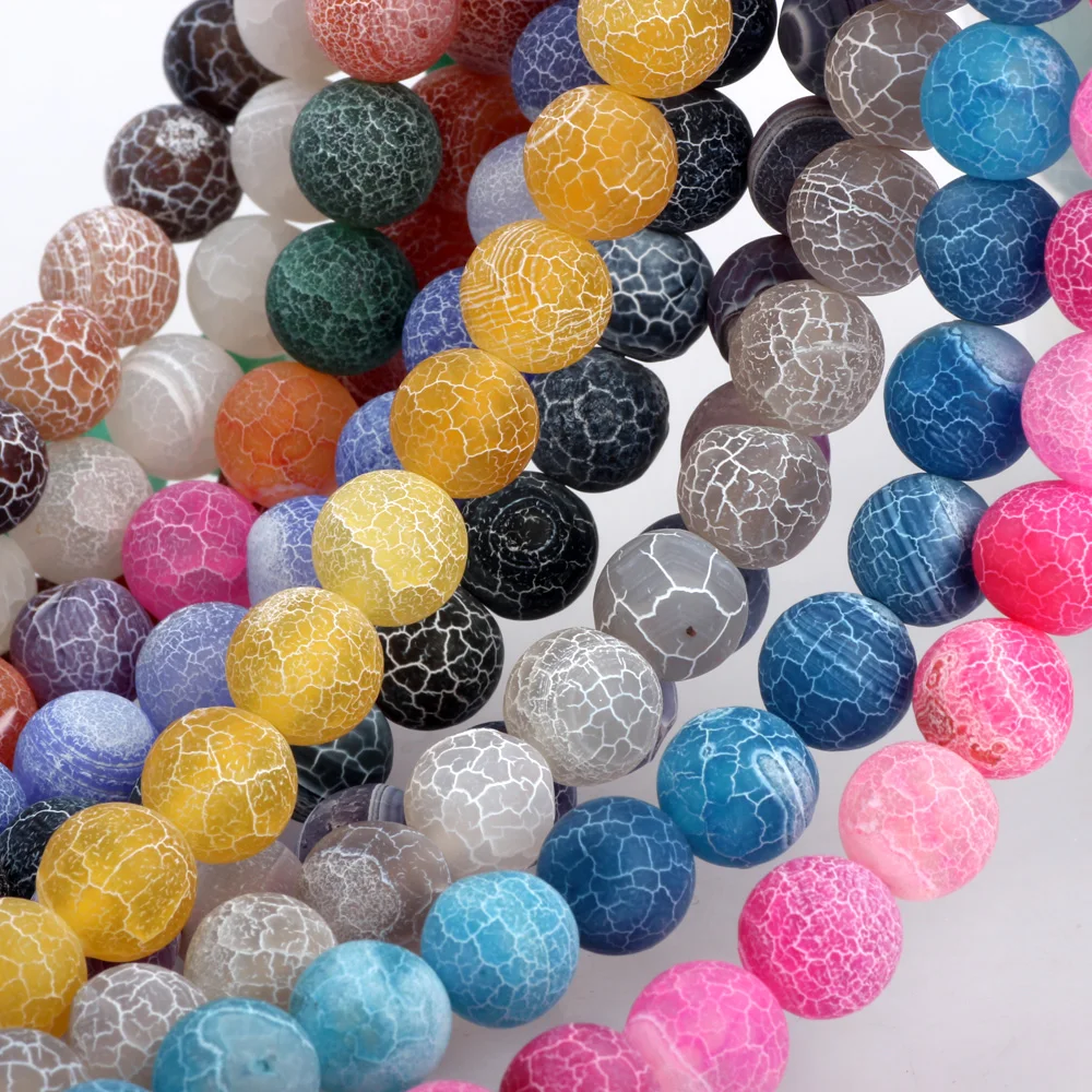 6MM/8MM/10MM 라운드 매트 여러 가지 빛깔의 프로스트 마노 천연 준 보석 루즈 비즈 DIY 목걸이 쥬얼리 만들기