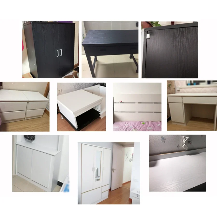 PVC 방수 자체 접착 벽지 롤 가구 캐비닛, 비닐 장식 필름, 나뭇결 스티커, DIY 홈 데코