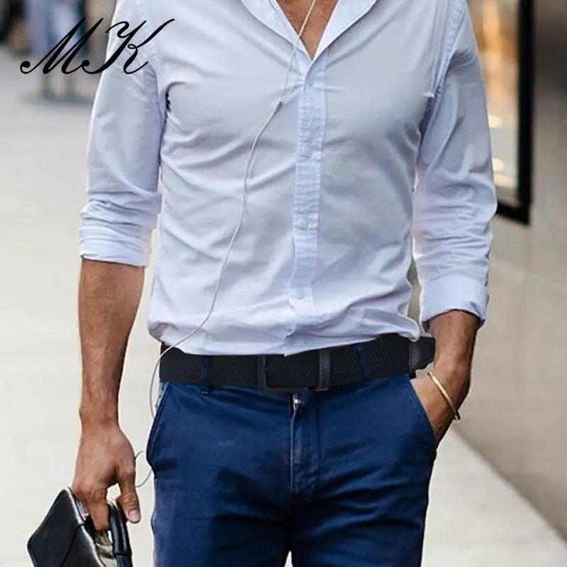 남자를위한 MaiKun 캔버스 벨트 패션 금속 핀 버클 군사 전술 스트랩 바지 청바지에 대한 남성 탄성 벨트