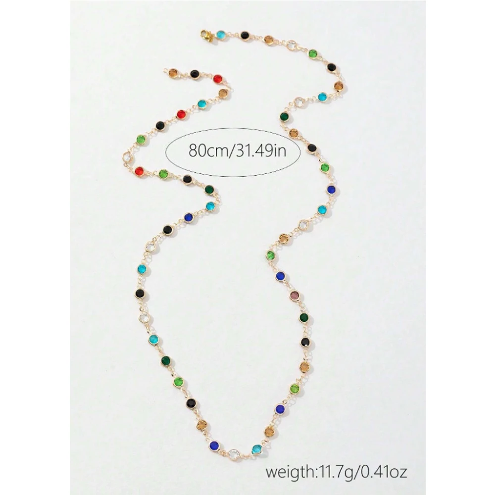 LATS 여성을위한 새로운 럭셔리 다채로운 긴 술 목걸이 반짝 이는 라인 석 크리스탈 지르콘 초커 보헤미안 성명 쥬얼리 선물