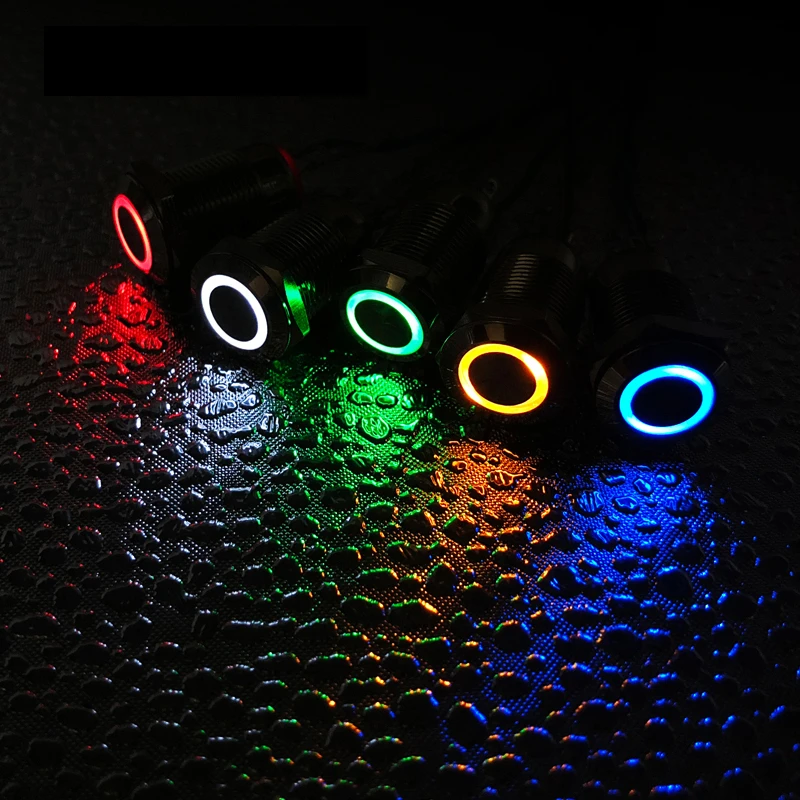 금속 푸시 버튼 12/16/19/22mm 방수 자동 잠금 자동 복구 3v 6v 12v 24v 110v 220v ip65 LED 조명 켜기 끄기 스위치 전원