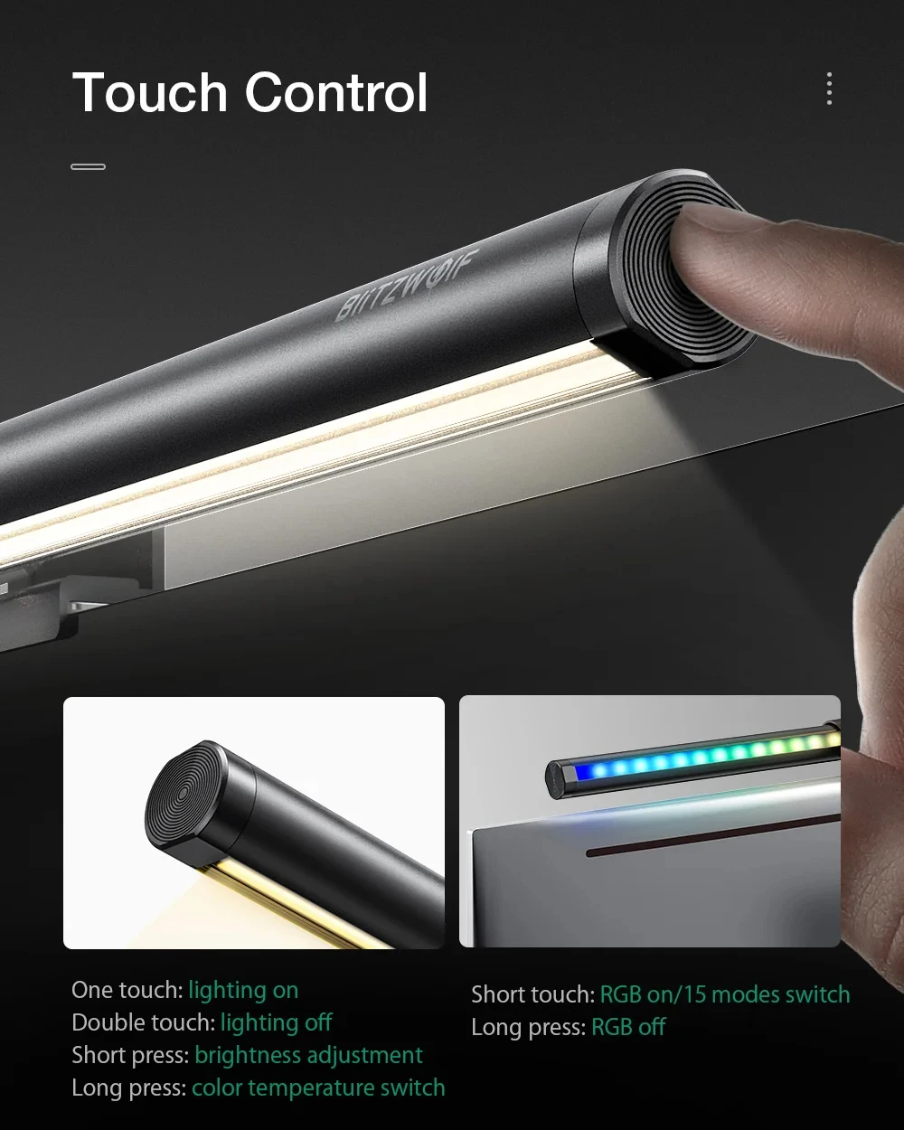 RGB 데스크탑 분위기 조명 스트립, LED 눈 보호 학습 독서 행잉 램프, PC 디스플레이 스크린 조명, 야간 조명