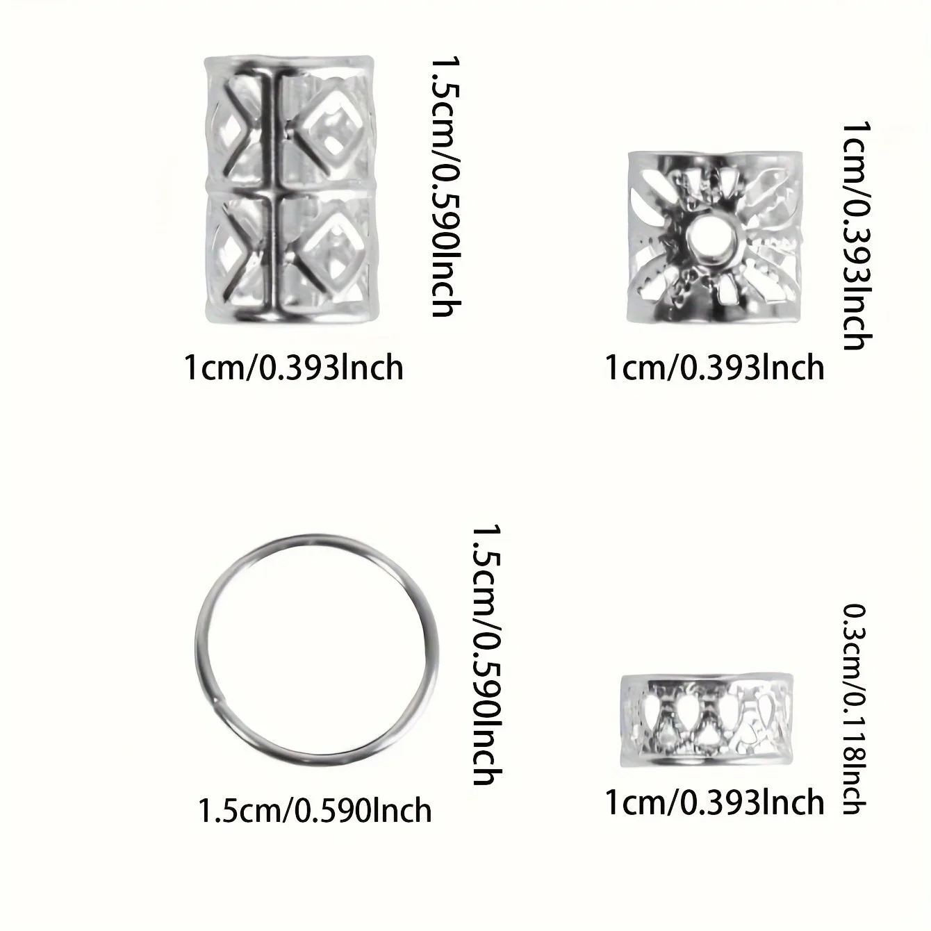 80pcs 중공 헤어 링 DIY 헤어 스타일 헤어 액세서리 Loc 헤어 쥬얼리 머리띠 Dread Locks Hair Braiding Metal Cuffs