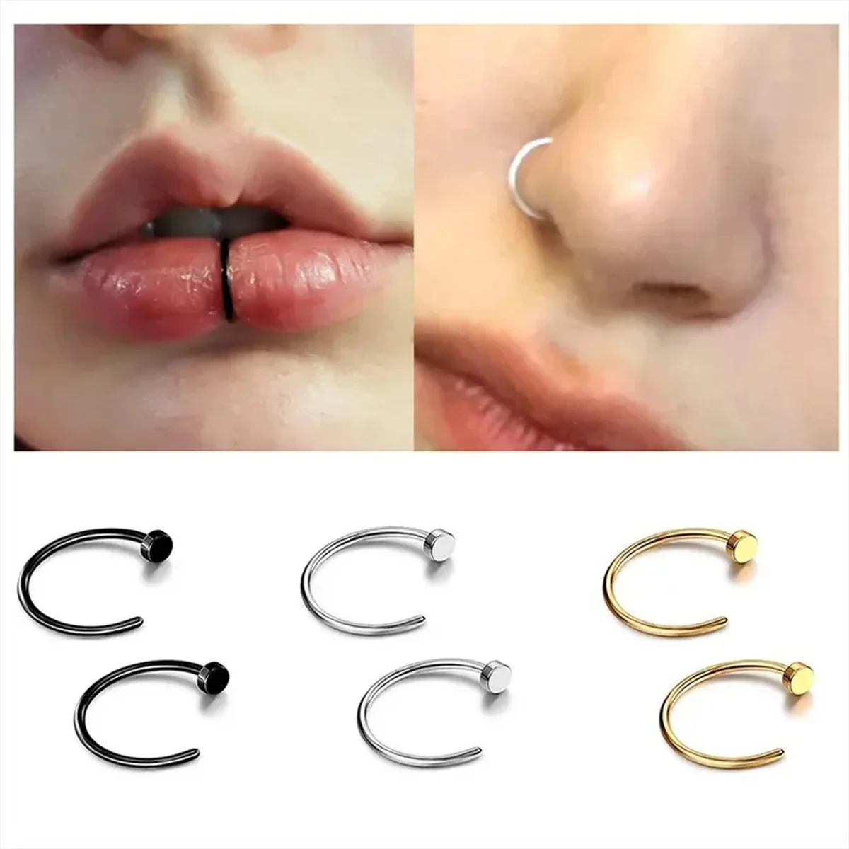 2/10pcs 여성을위한 20G 가짜 코 링 남성, 립 링에 316L 스테인레스 스틸 클립 Labret 링 코 피어싱 쥬얼리 title=2/10pcs 여성을위한 20G 가짜 코 링 남성, 립 링에 316L 스테인레스 스틸 클립 Labret 링 코 피어싱 쥬얼리 