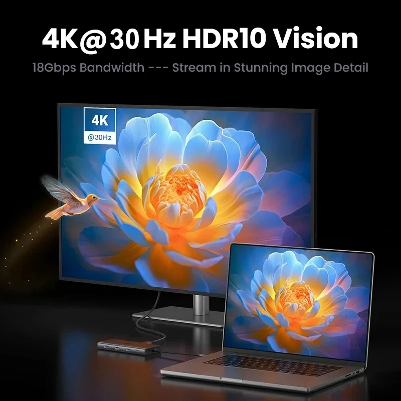 USB C 허브 도킹 스테이션 C타입-HDTV 호환, 맥북, 아이패드, 화웨이, 삼성폰용, 10 인 1, 4K30Hz, RJ45 이더넷, PD100W