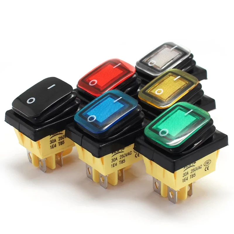 On off 30A/250V 헤비 듀티 4 핀 DPST IP67 밀폐형 방수 T85 자동 보트 해양 토글 로커 스위치(LED 12V 220V 30x22 포함)